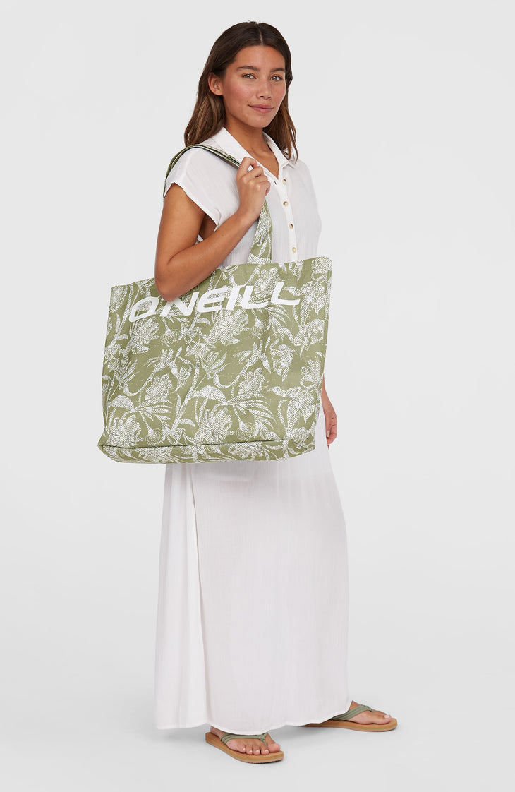 Coastal Print Tote Bag | Green Textured Jungle