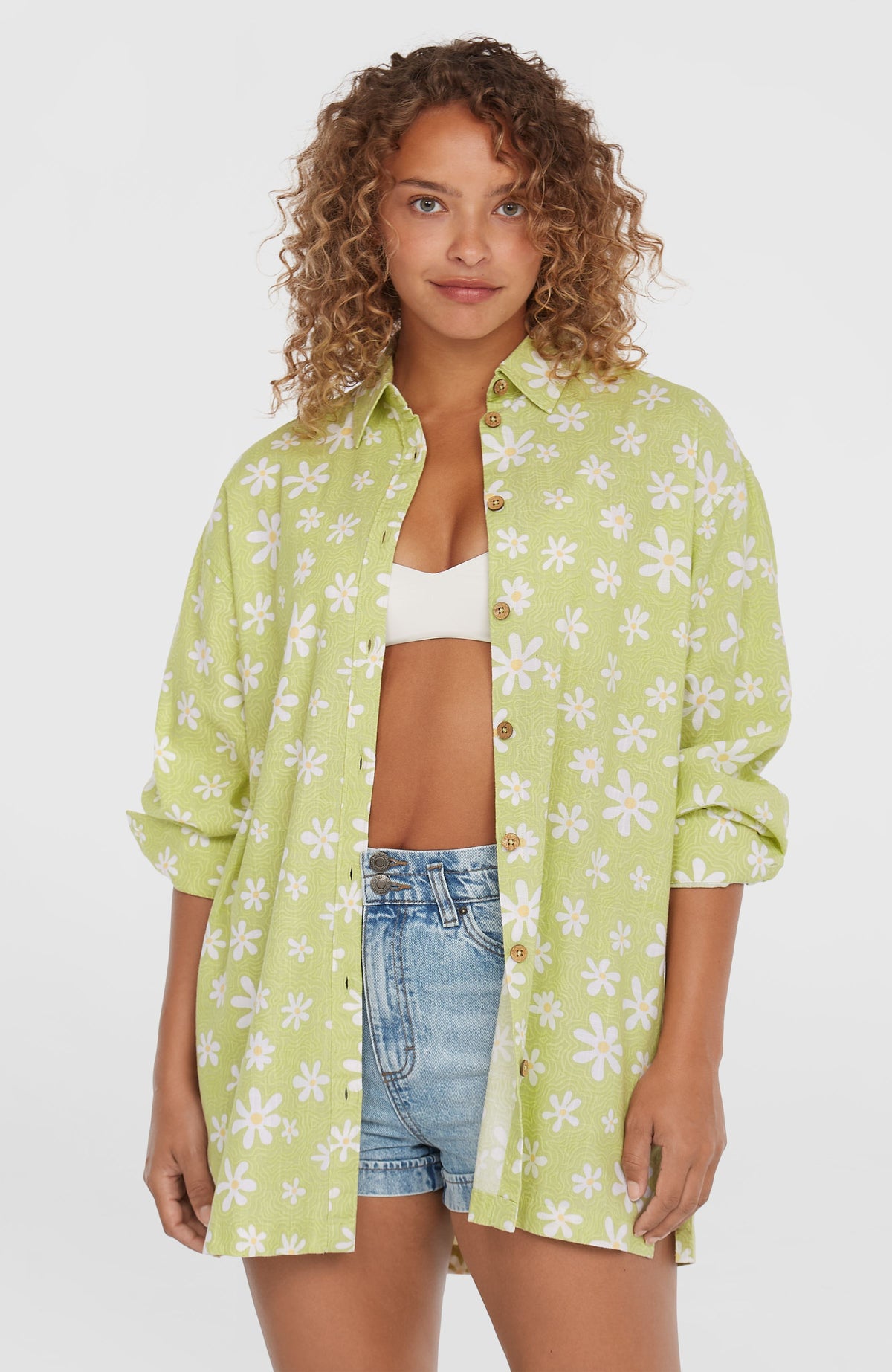 Beach Vintage Long Shirt | Green Daisyline