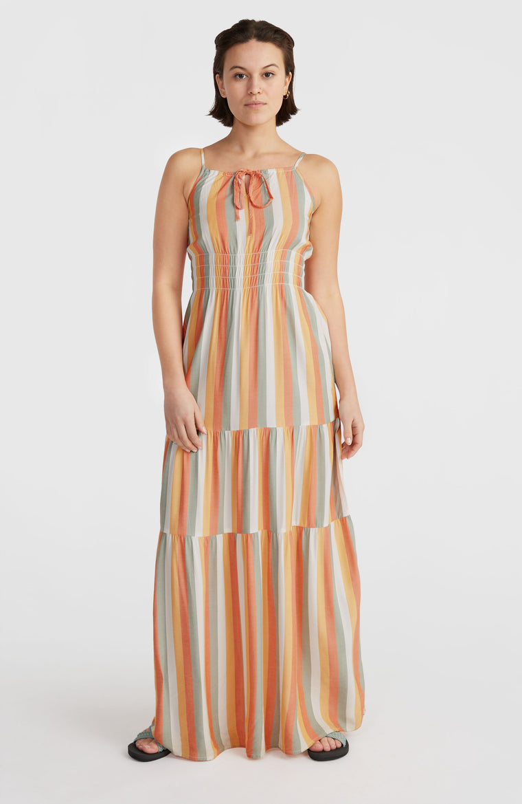 Quorra Maxi Dress | Orange Multistripe Quorra Maxi Dress | Orange Multistripe