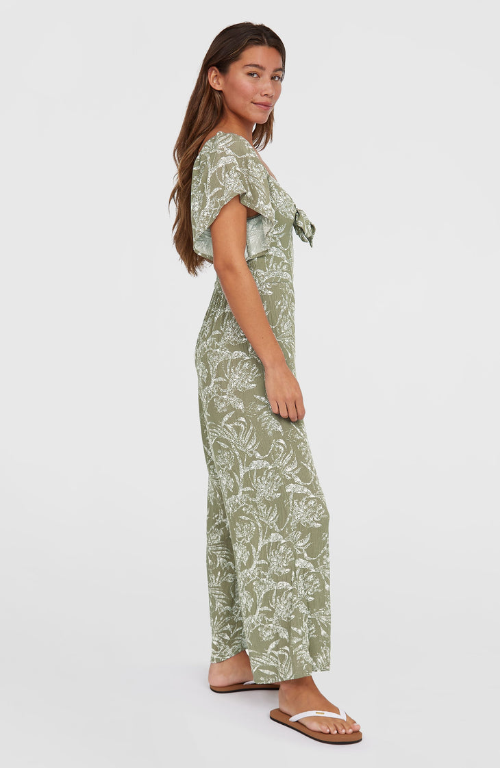 Kesia Jumpsuit | Green Textured Jungle