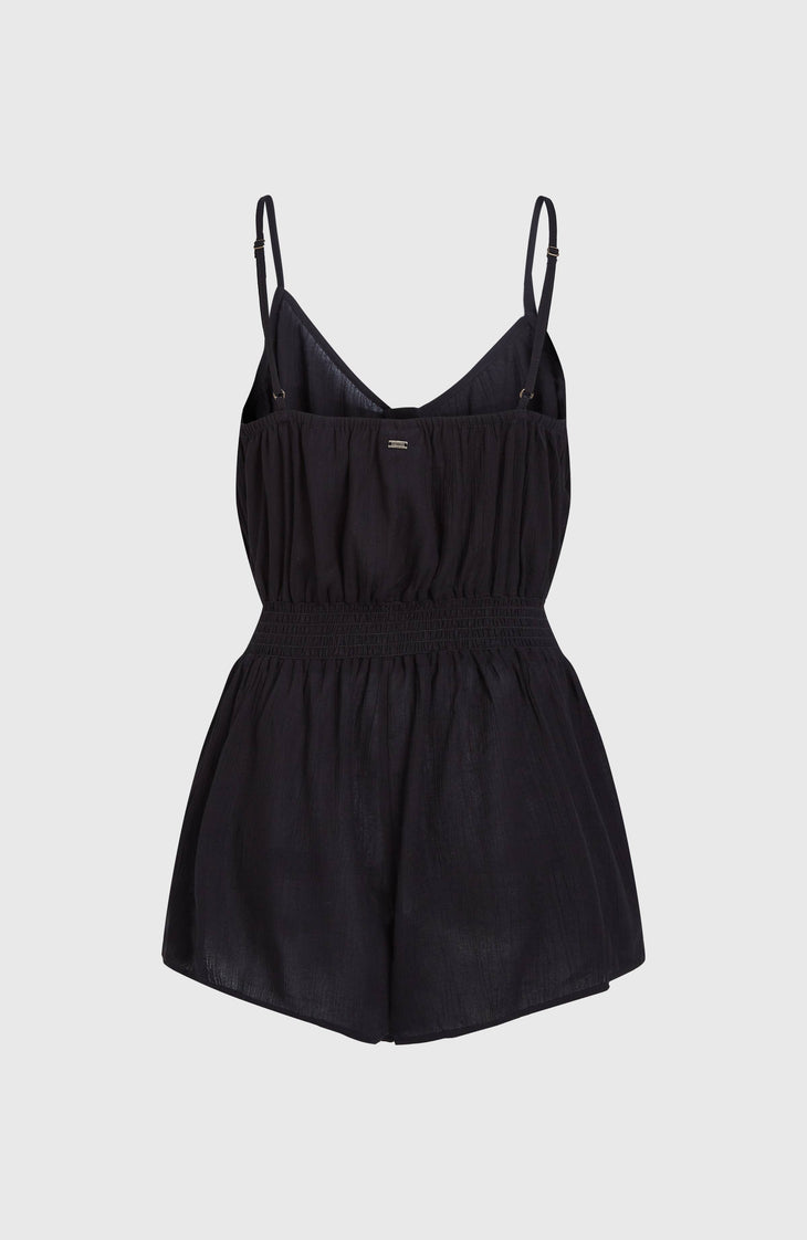 Thin Strap Buttoned Romper | Black Out