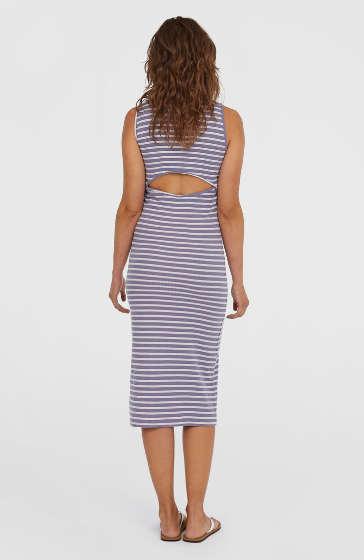 Jess Midi Rib Dress | Purple Yarn Dye Stripe
