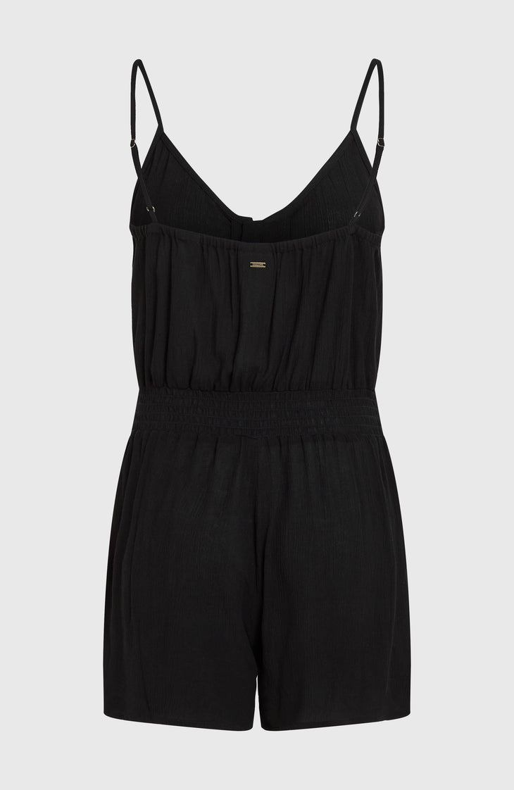 Thin Strap Buttoned Romper | Black Out