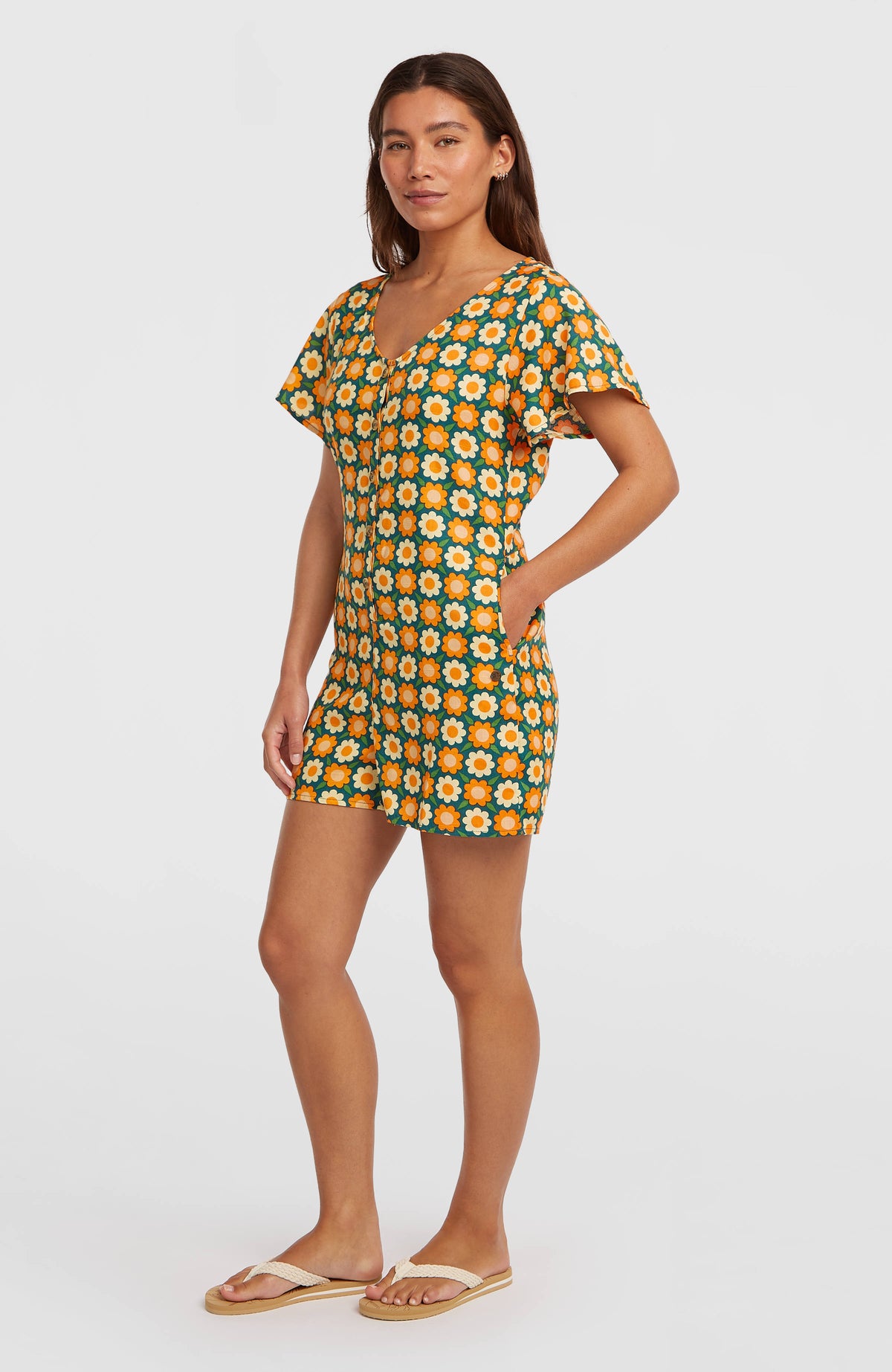 O'Riginals Playsuit | Green Retro Flower