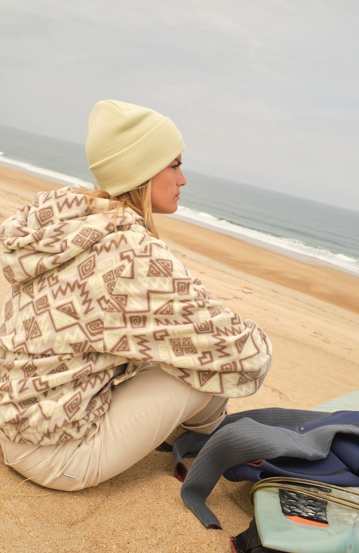 Superfleece Half-Zip Hoodie | Grey Retro Ikat