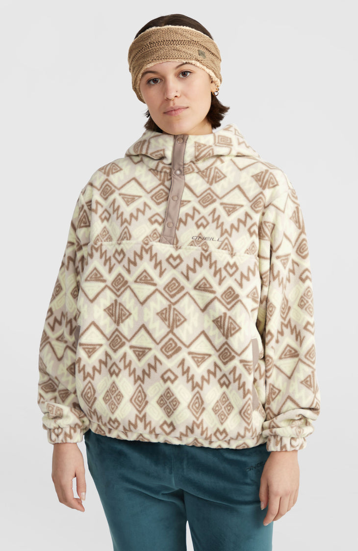 Superfleece Half-Zip Hoodie | Grey Retro Ikat