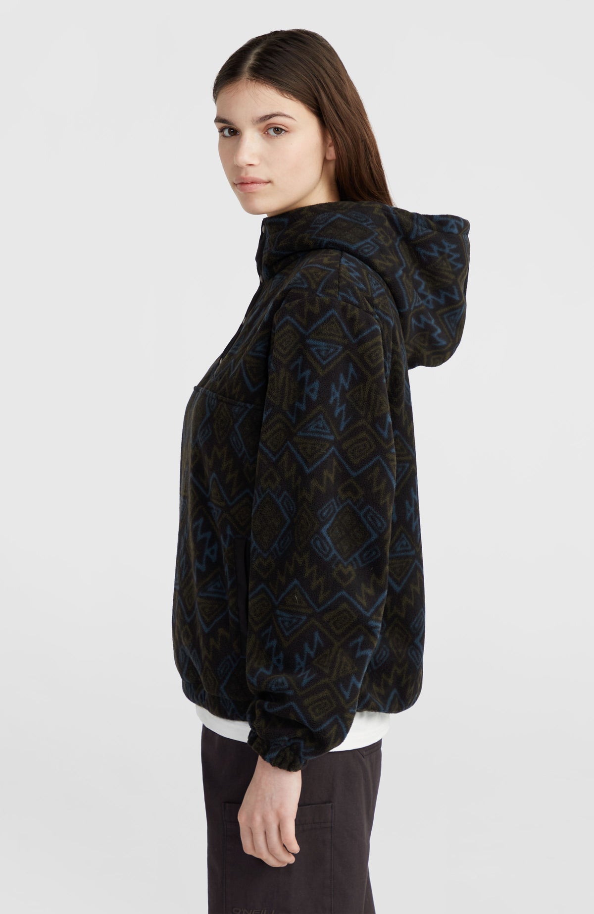 Superfleece Half-Zip Hoodie | Black Retro Ikat