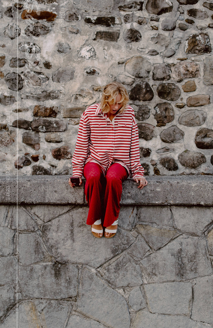 O'Riginals Superfleece Shirt | White/Red Originals Stripe