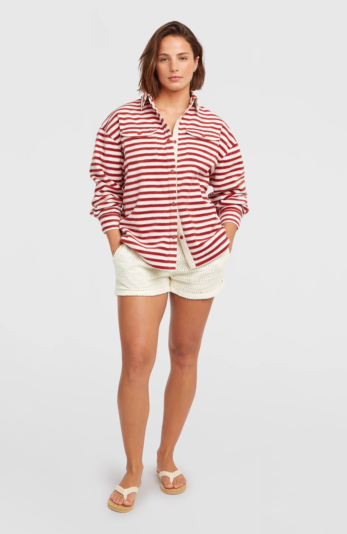 O'Riginals Superfleece Shirt | White/Red Originals Stripe