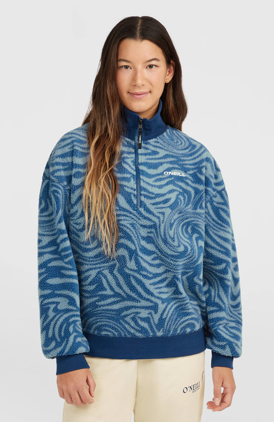 Must-Have Half-Zip Fleece | Blue Swirl Zebra