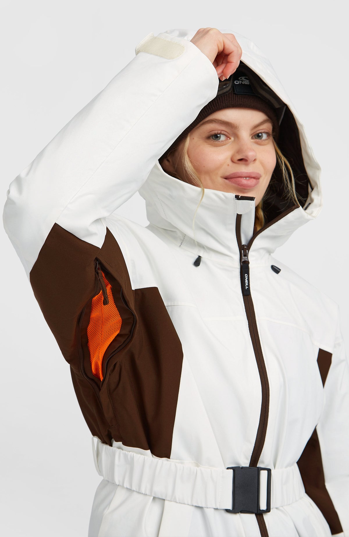 FWC'Cruz Hybrid Belted Snow Jacket | Snow White Colour Block