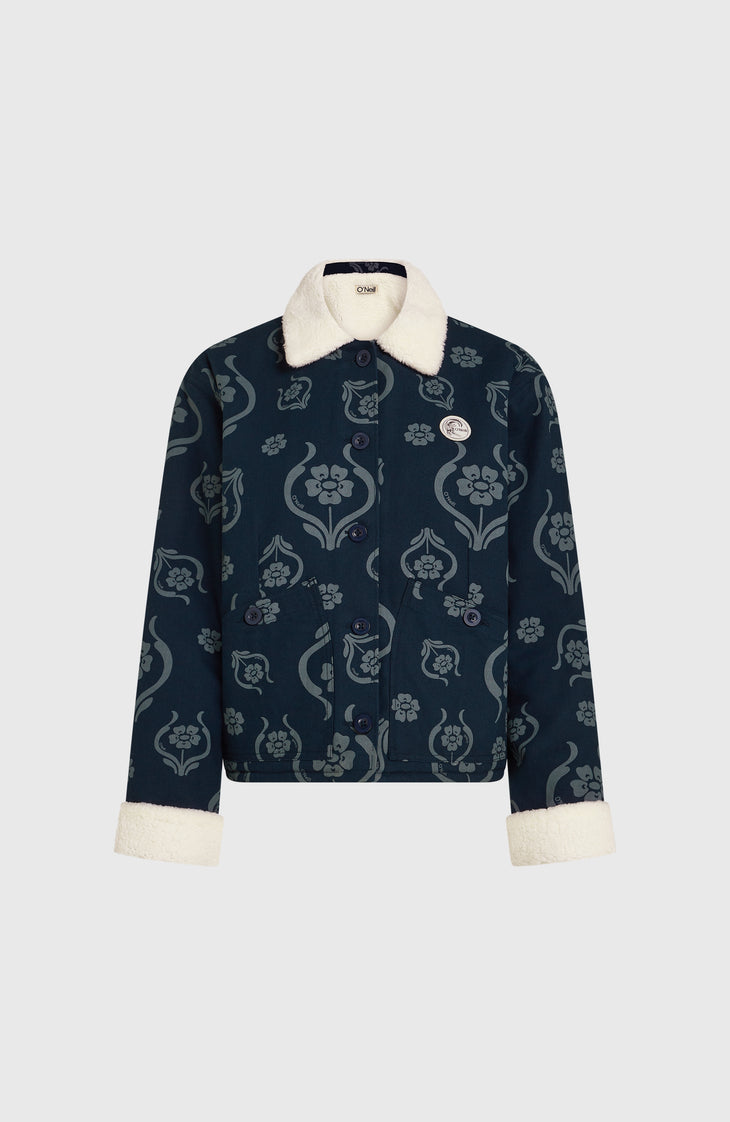 O'Riginals Fleece-Lined Jacket | Blue Artdeco Floral Jean