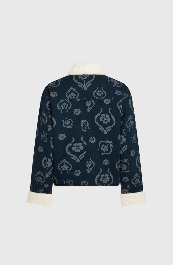 O'Riginals Fleece-Lined Jacket | Blue Artdeco Floral Jean