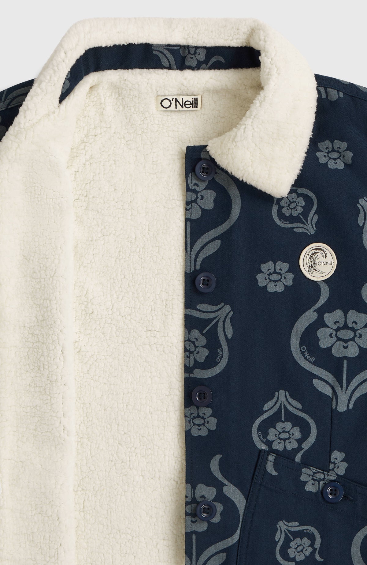 O'Riginals Fleece-Lined Jacket | Blue Artdeco Floral Jean