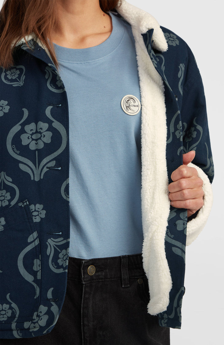 O'Riginals Fleece-Lined Jacket | Blue Artdeco Floral Jean
