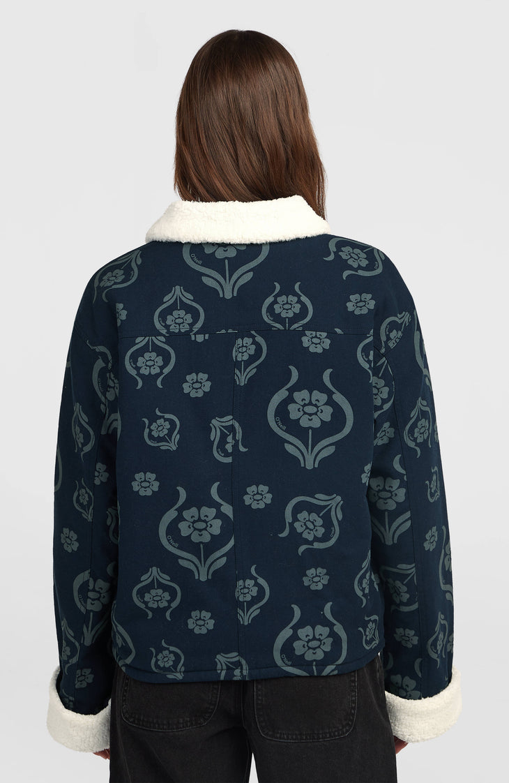 O'Riginals Fleece-Lined Jacket | Blue Artdeco Floral Jean