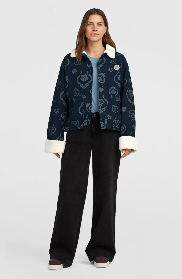 O'Riginals Fleece-Lined Jacket | Blue Artdeco Floral Jean