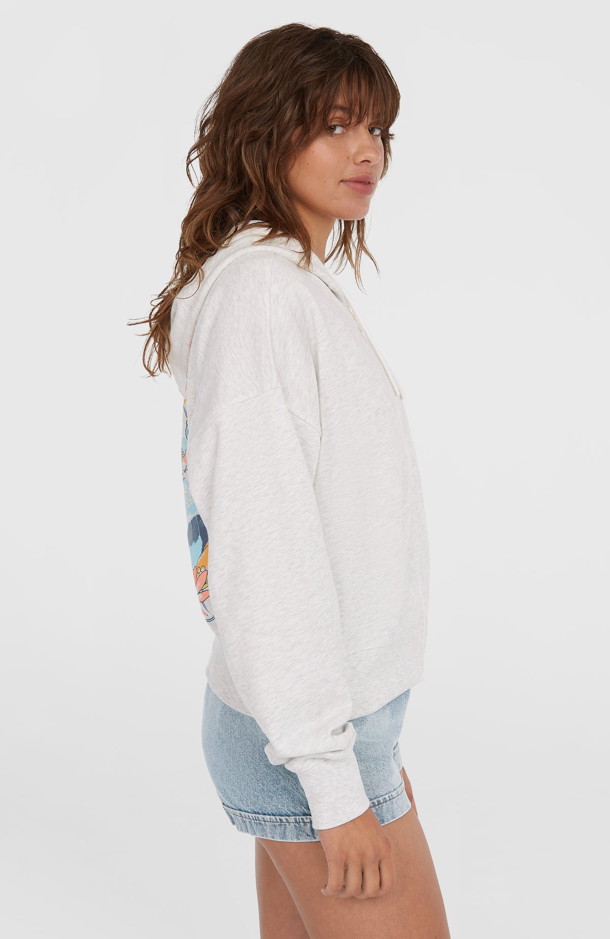 Beach Vintage Full Zip Hoodie | White Melange