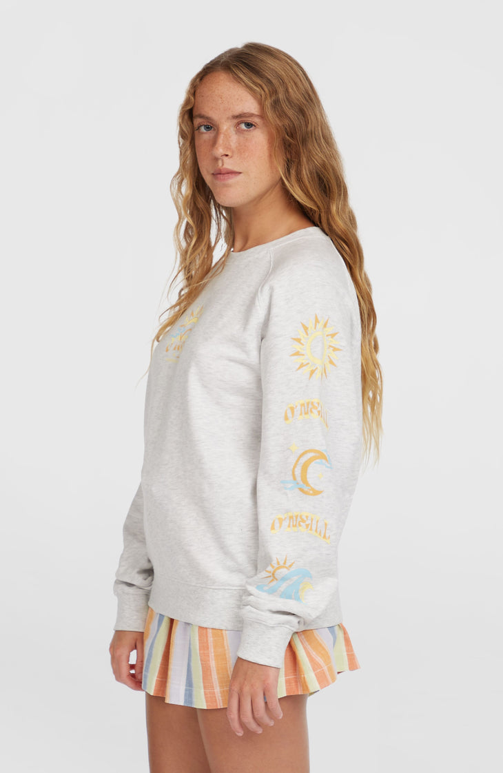 Beach Vintage Crew Sweatshirt | White Melange
