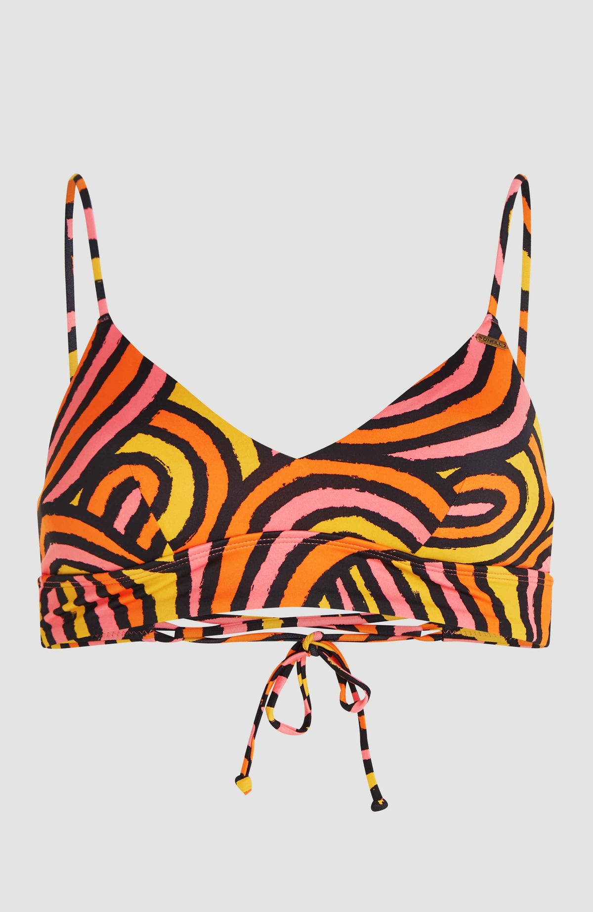 Wave Crop Bikini Top | Orange Rainbow Stripe