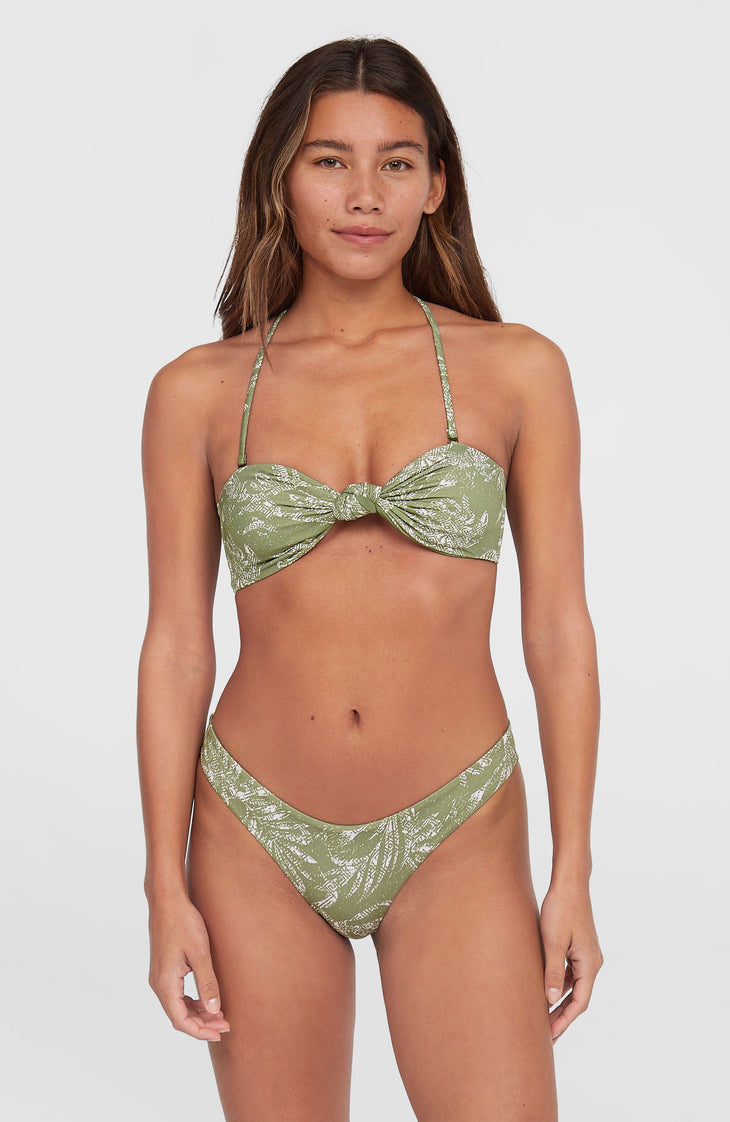 Knot Bandeau Matira Bikini Set | Green Textured Jungle