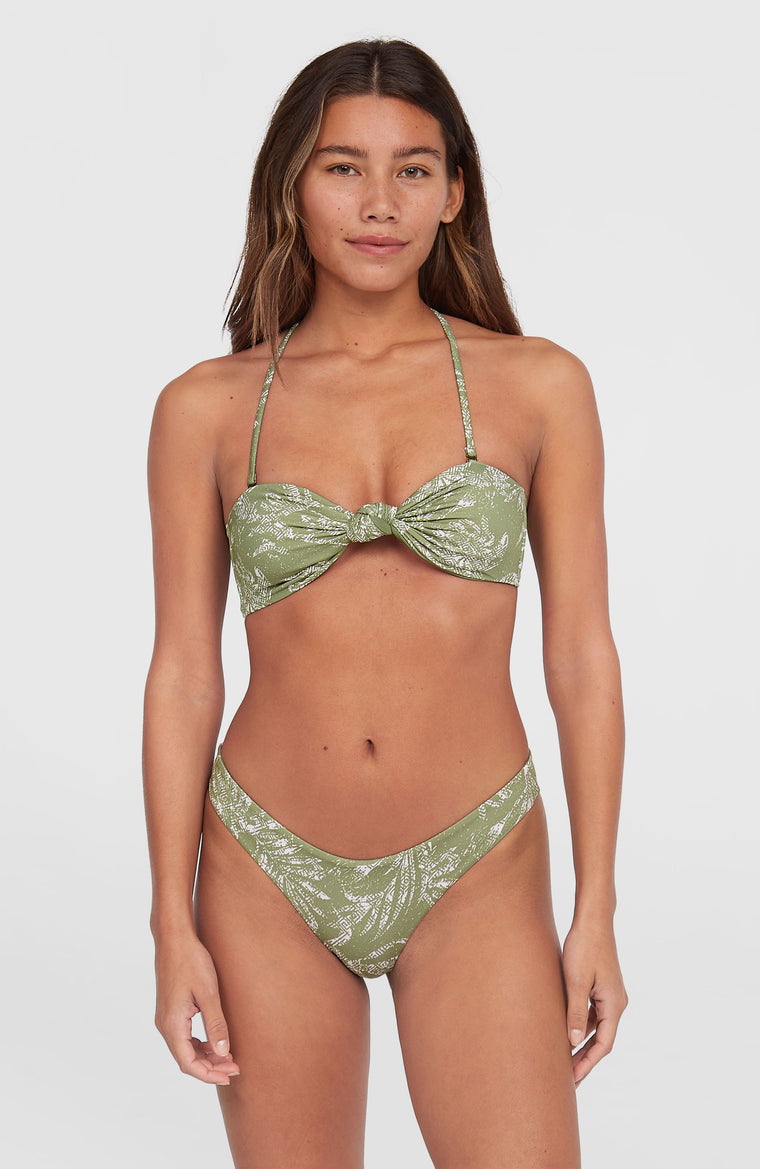 Knot Bandeau Matira Bikini Set | Green Textured Jungle Knot Bandeau Matira Bikini Set | Green Textured Jungle