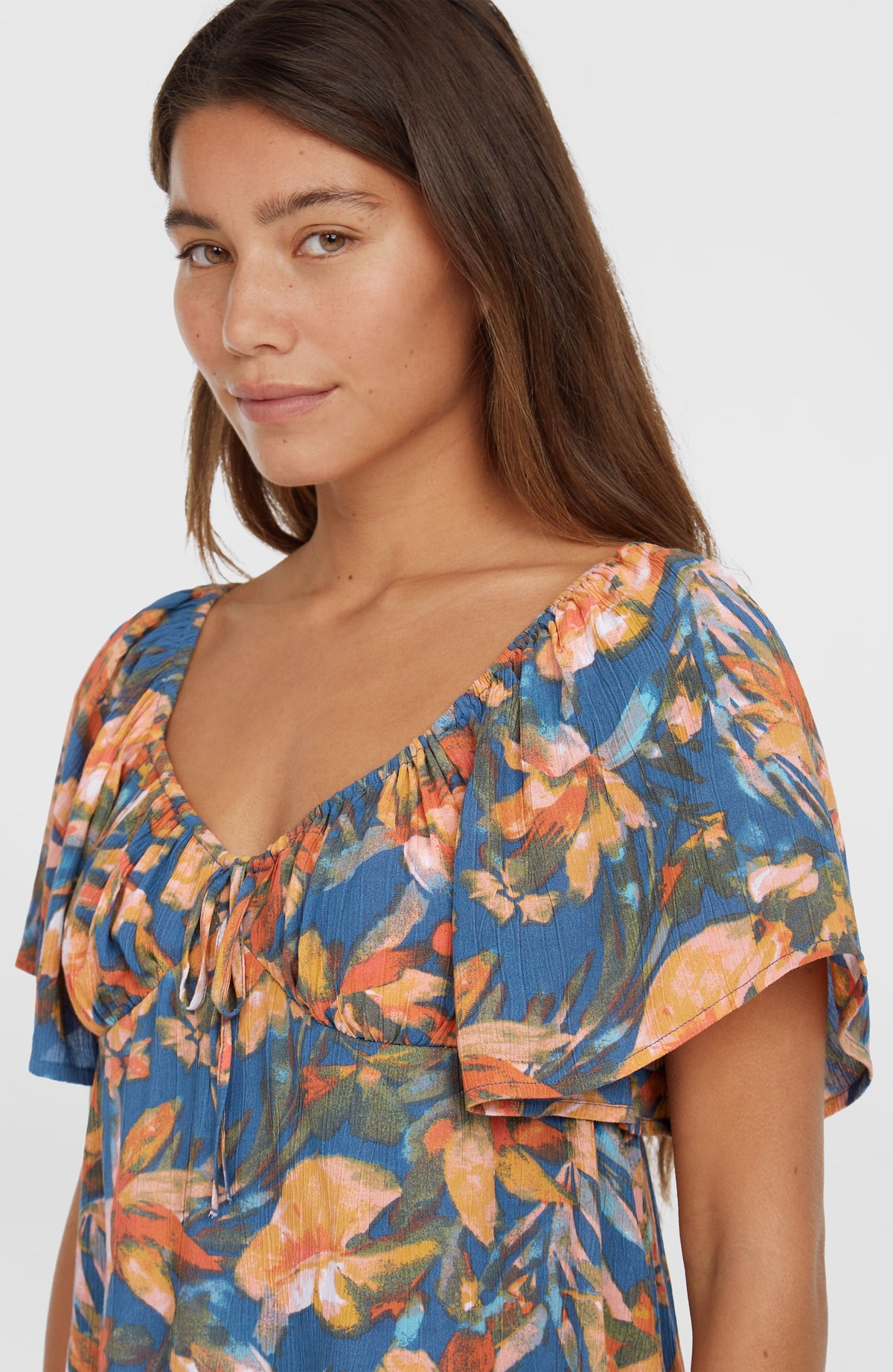 Huges Woven Top | Blue Painted Tropics