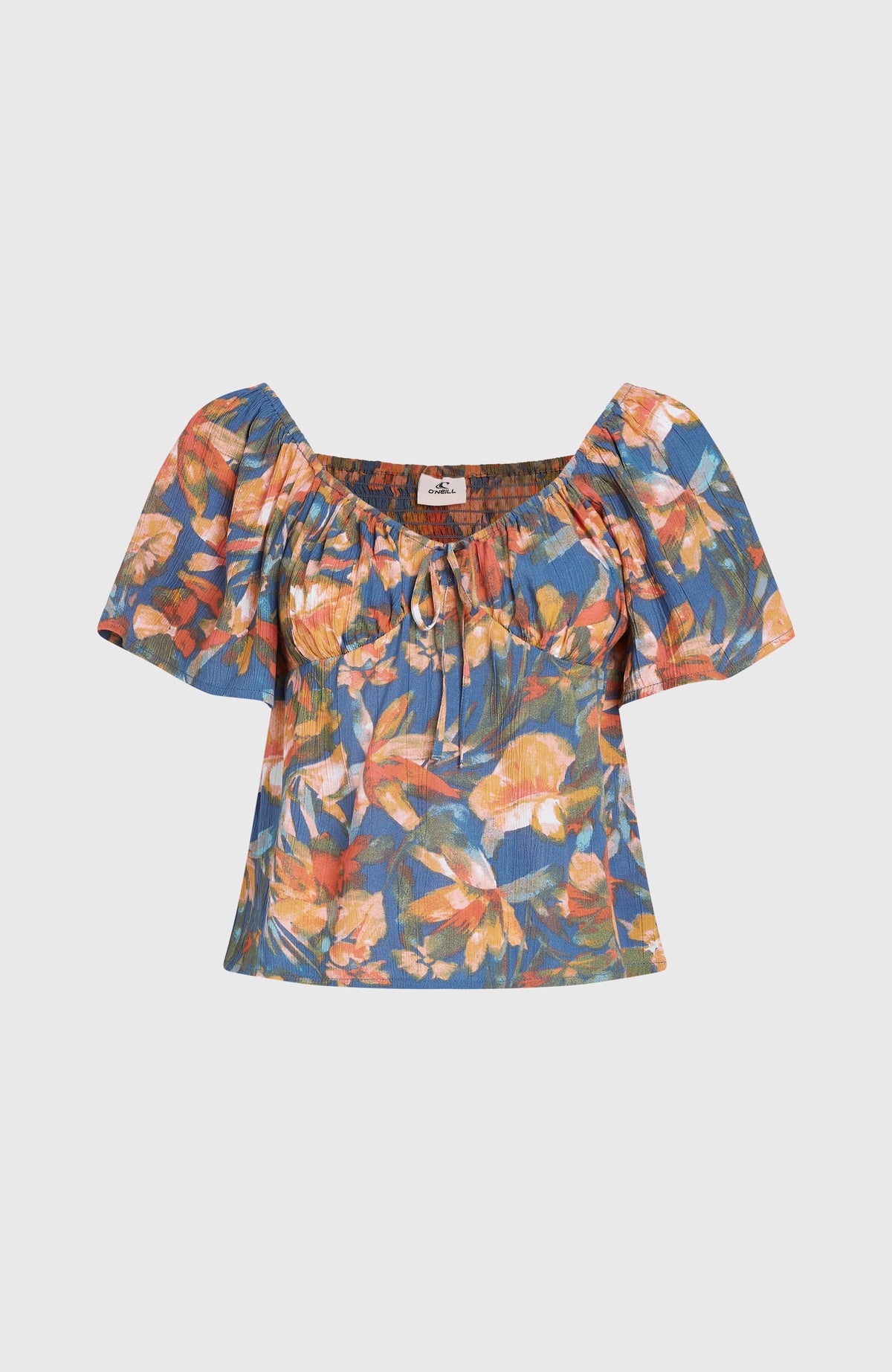 Huges Woven Top | Blue Painted Tropics