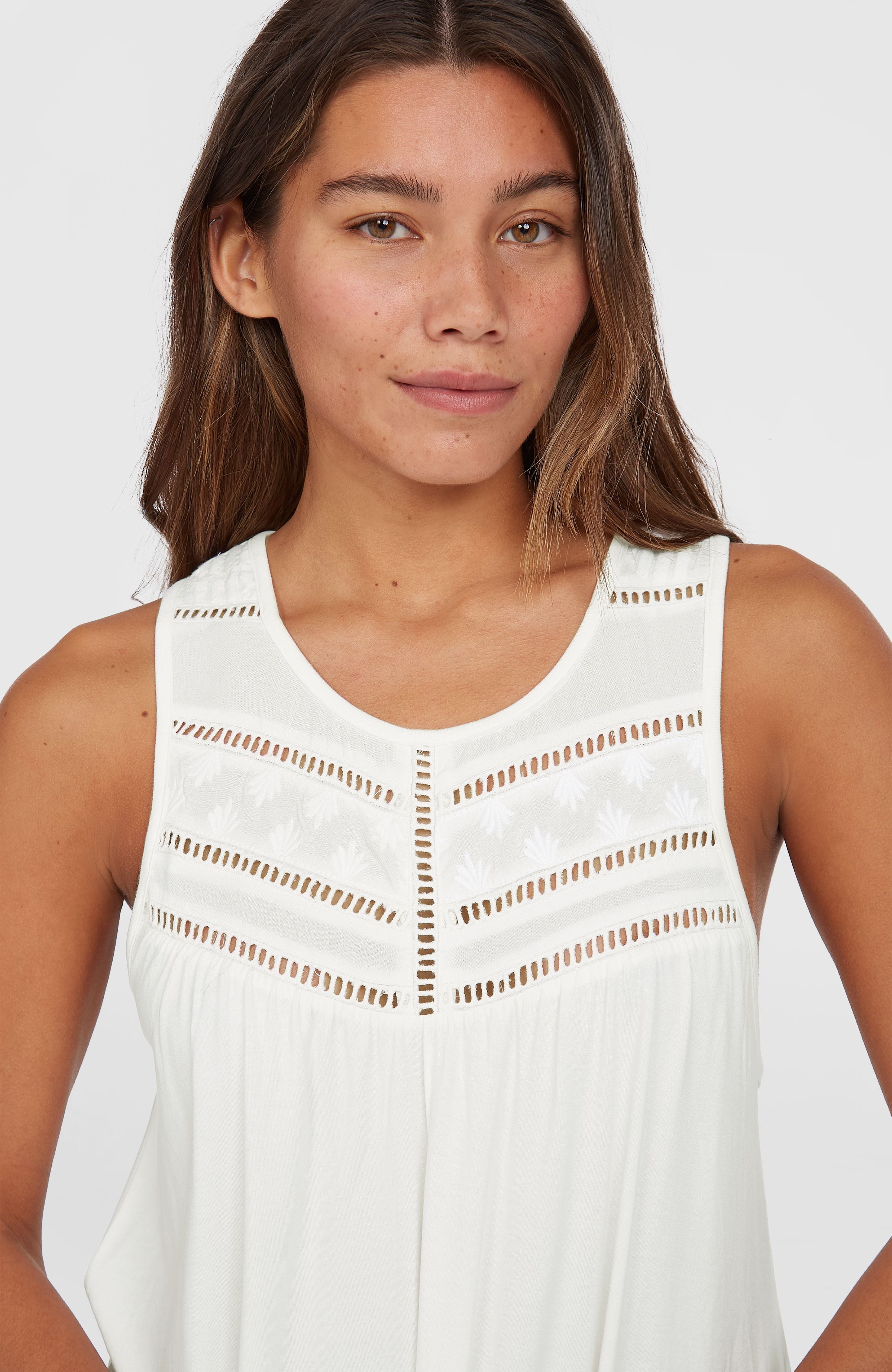 Slfanna O Neck Tank Top Snow White