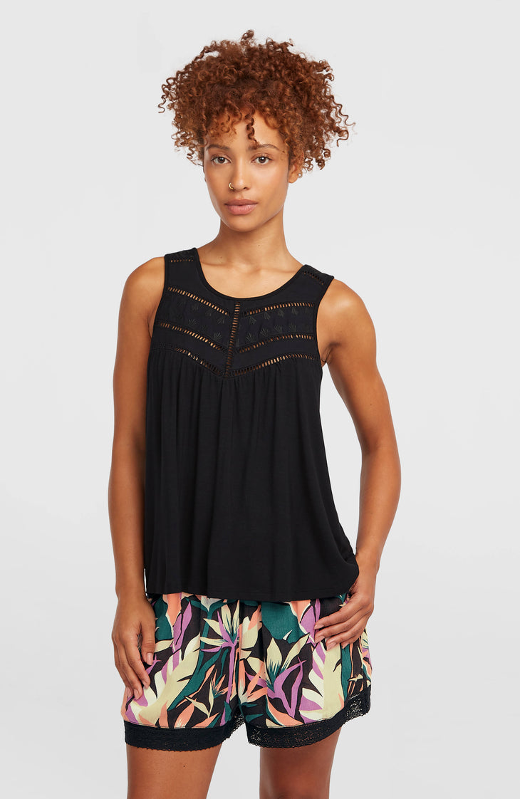 Essentials Tokeena Embroidery Tank | Black Out