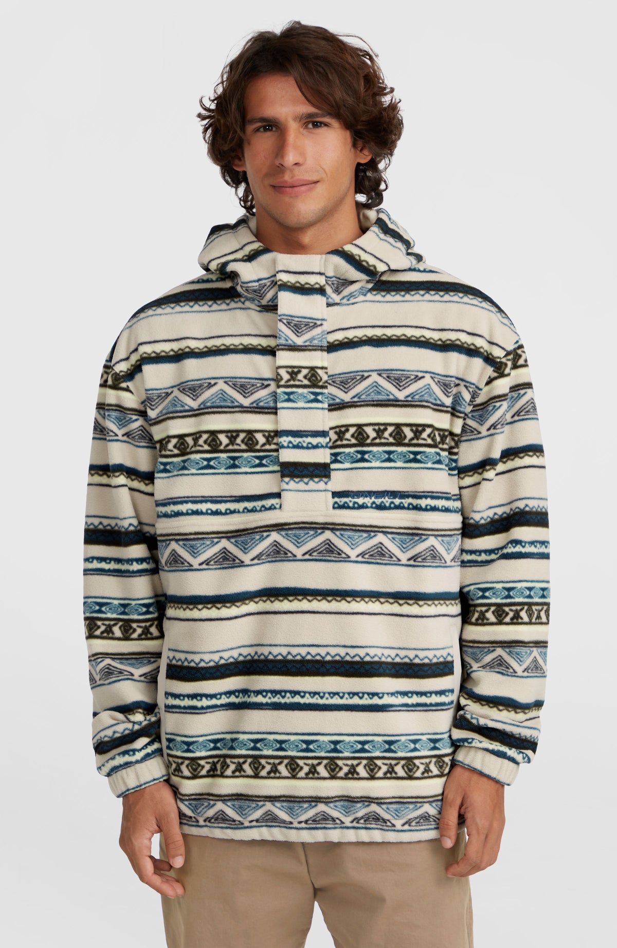 Superfleece Half-Zip Hoodie | Grey Ikat Stripe