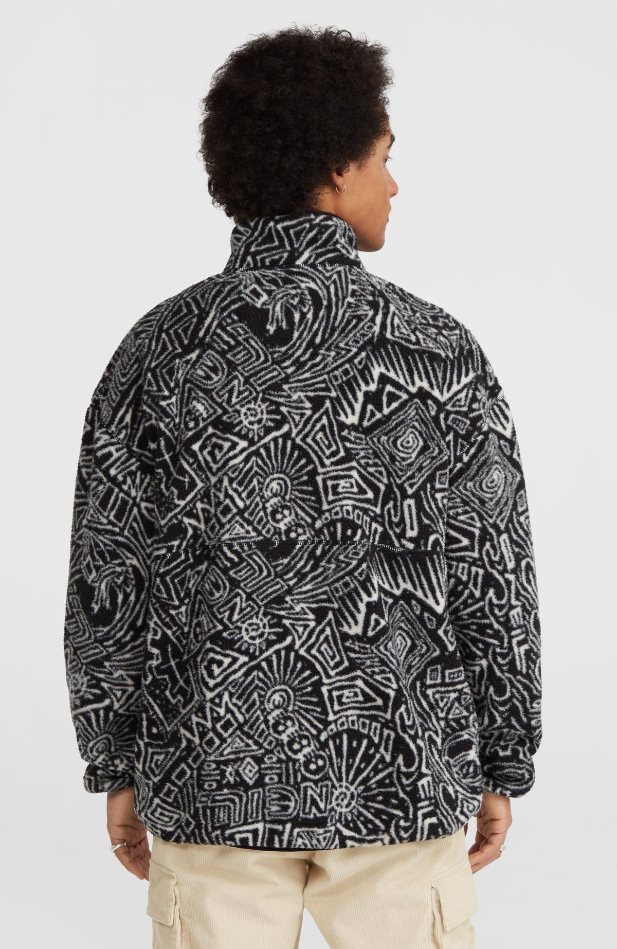 Surf Heroes High-Pile Half-Zip Fleece | White/Black Sketcheritage