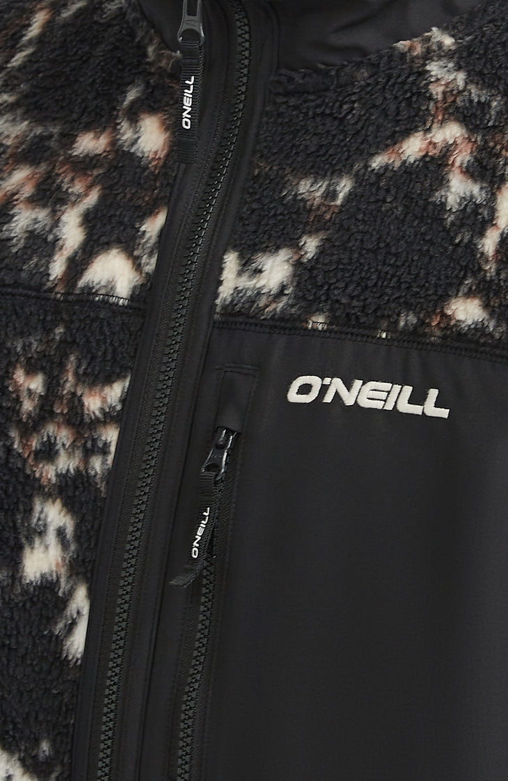 Must-Have High-Pile Full-Zip Fleece | Black/Beige Quarry