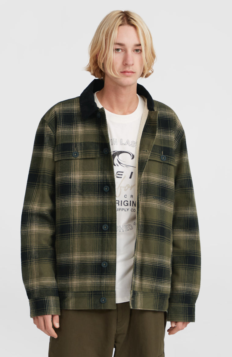 Fleece-Lined Jacket | Green Check Small Fleece-Lined Jacket | Green Check Small