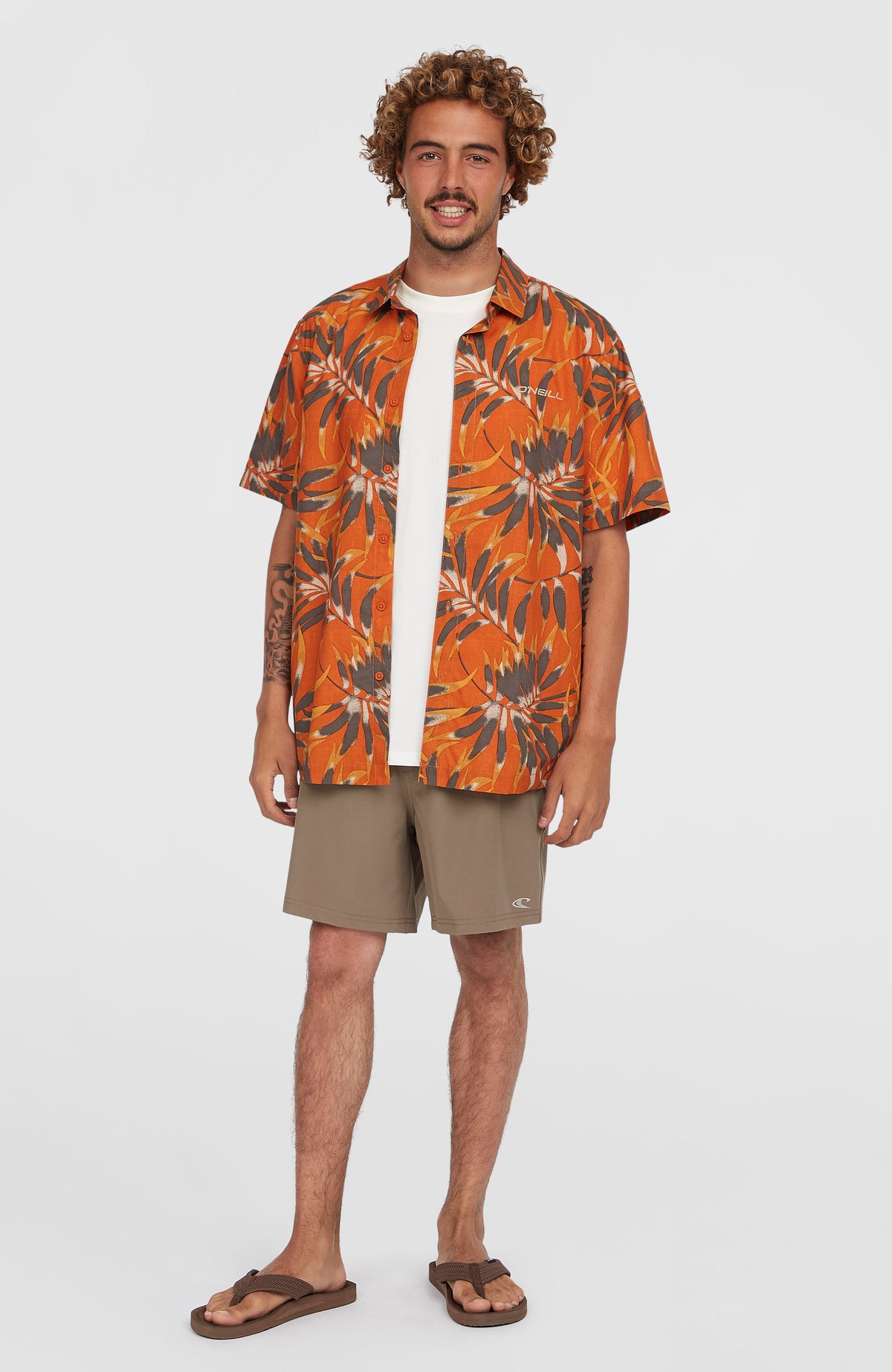 Print Shirt | Orange Dipped Leaves