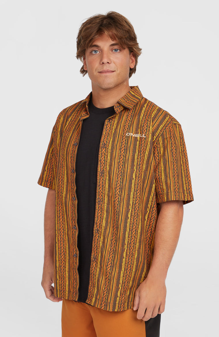 Print Shirt | Orange Pressed Lines Print Shirt | Orange Pressed Lines