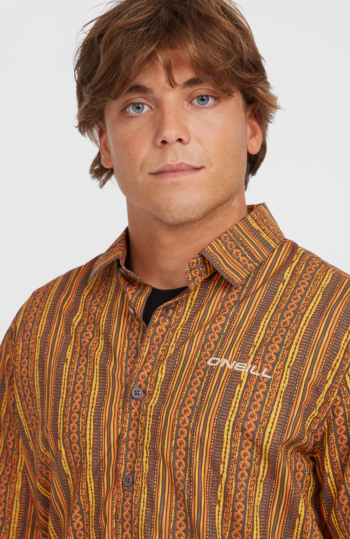 Print Shirt | Orange Pressed Lines