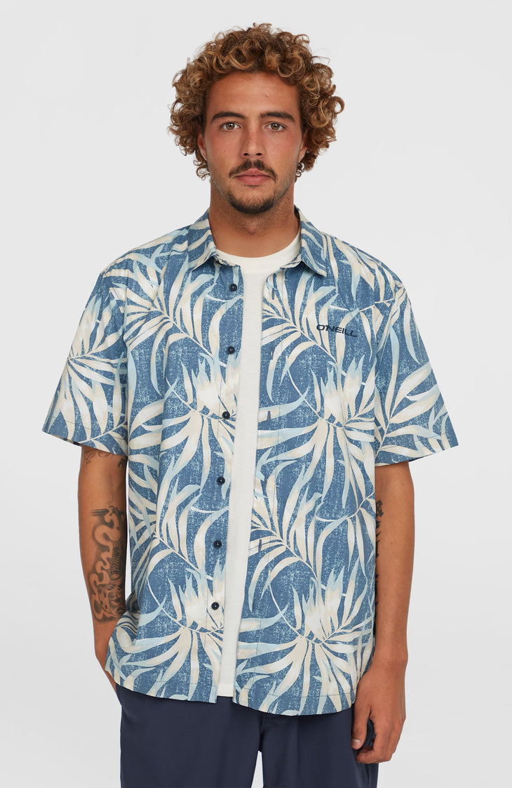 Print Shirt | Blue Dipped Leaves