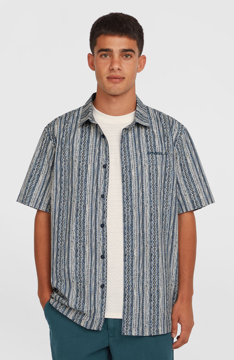 Print Shirt | Blue Pressed Lines Print Shirt | Blue Pressed Lines