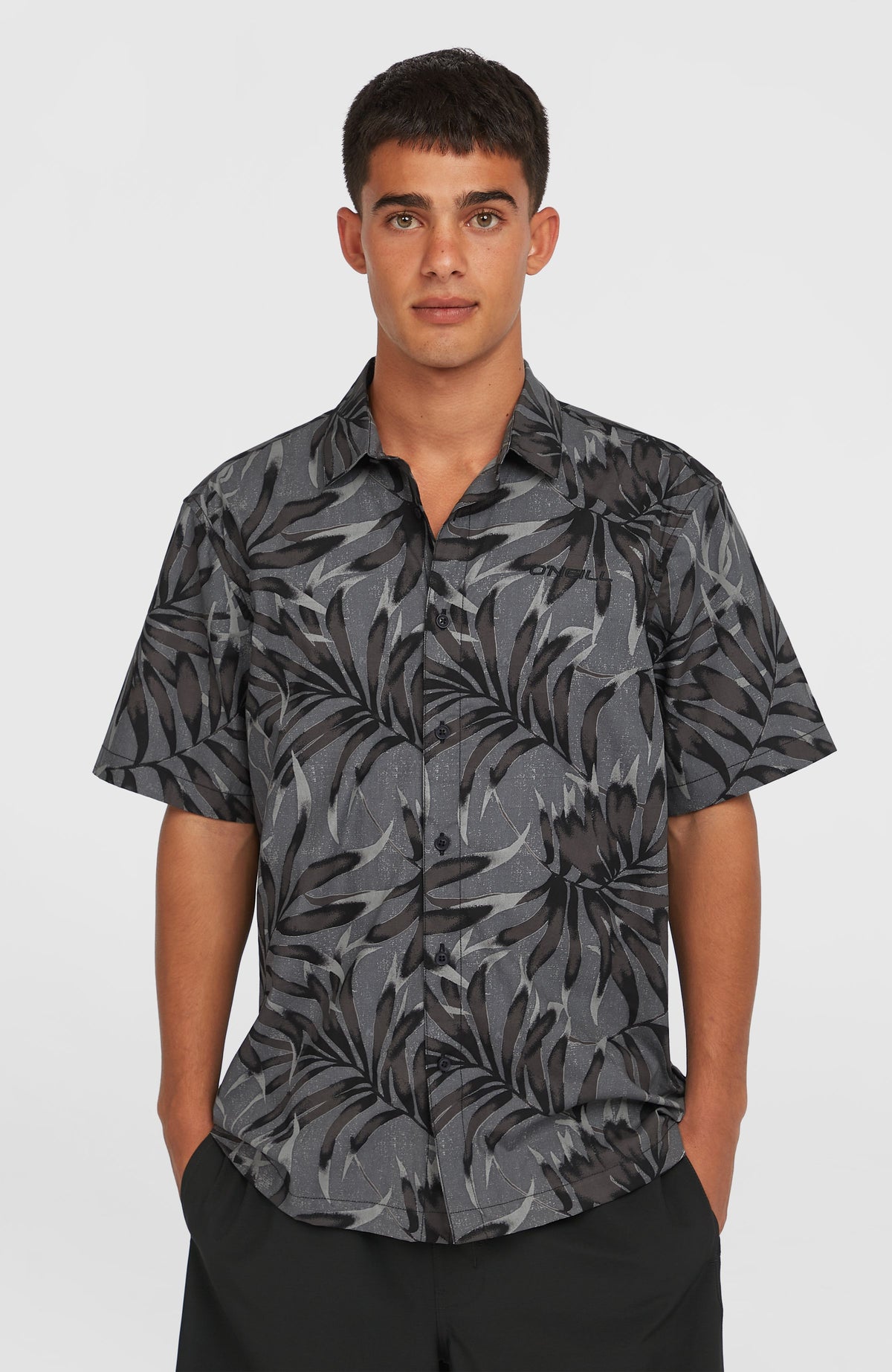 Print Shirt | Black Dipped Leaves