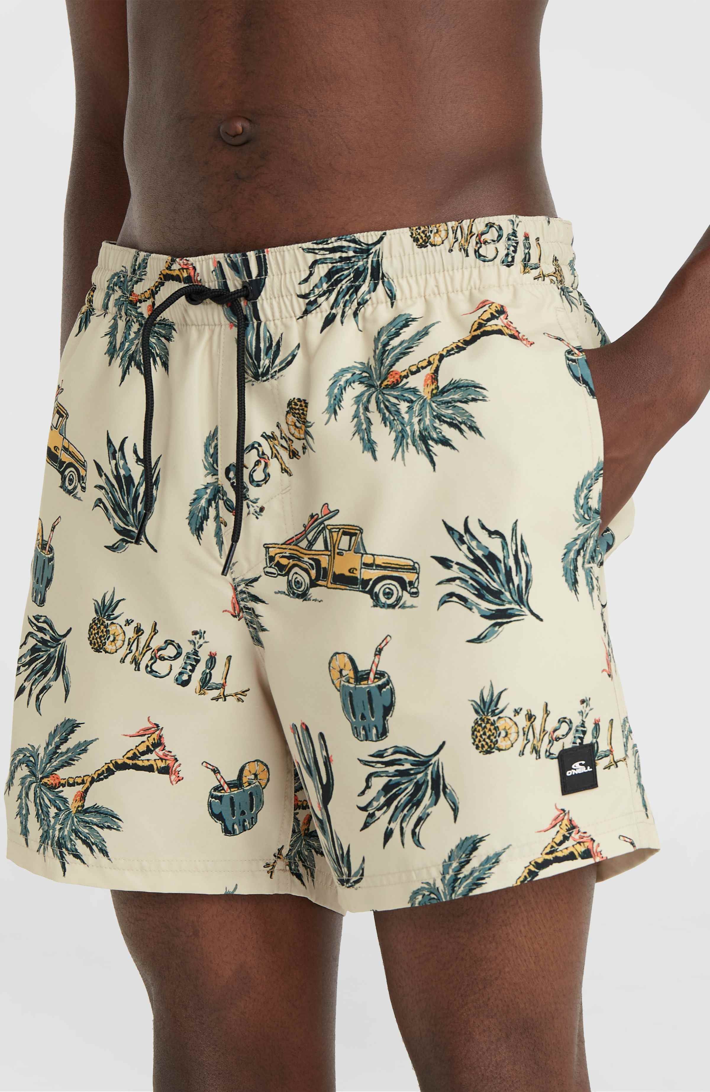 Mix and Match Cali Print 15'' Swim Shorts Beige Venice Beach – O