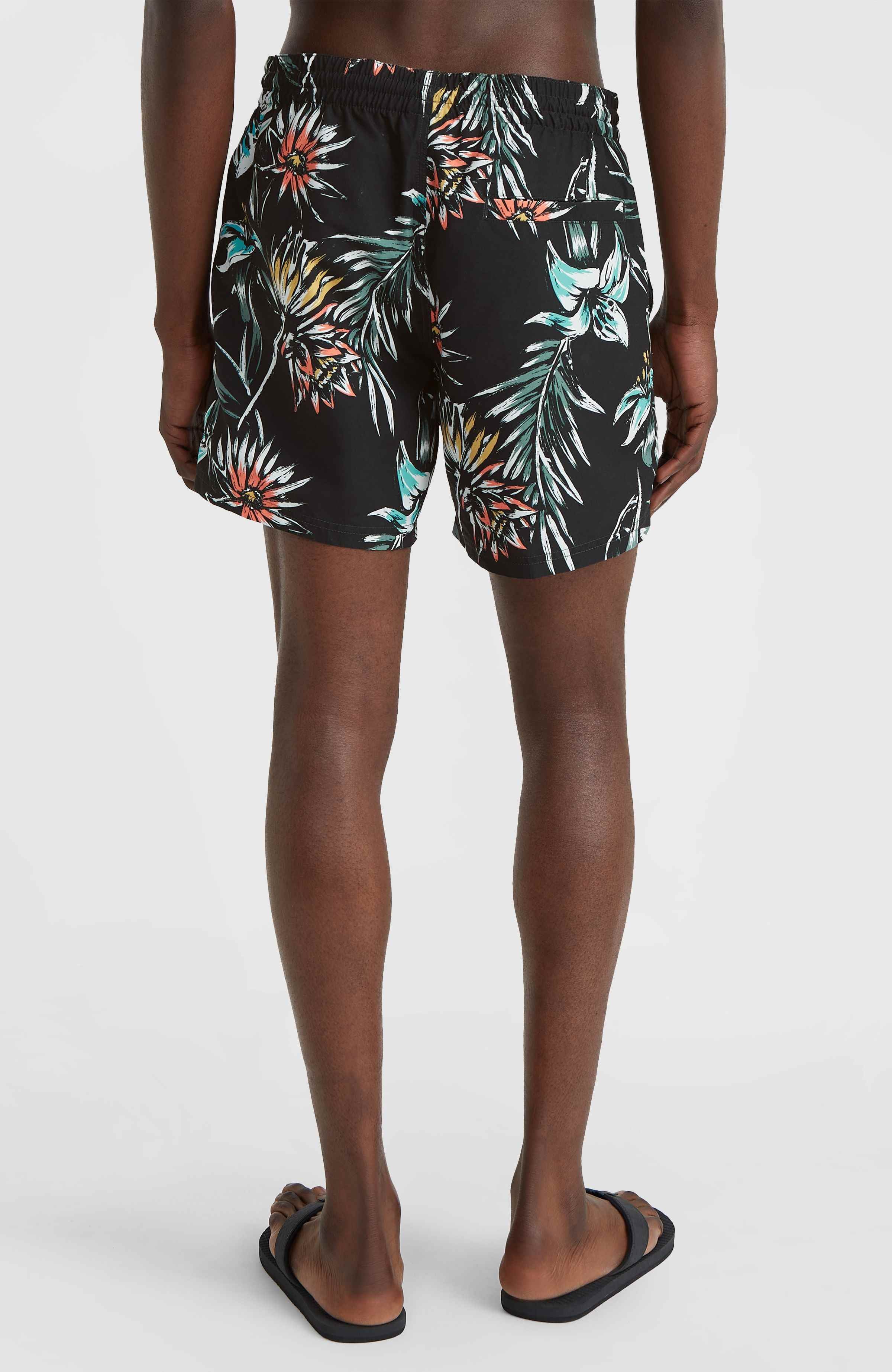 Mix and Match Cali Print 15'' Swim Shorts Black Tropicana