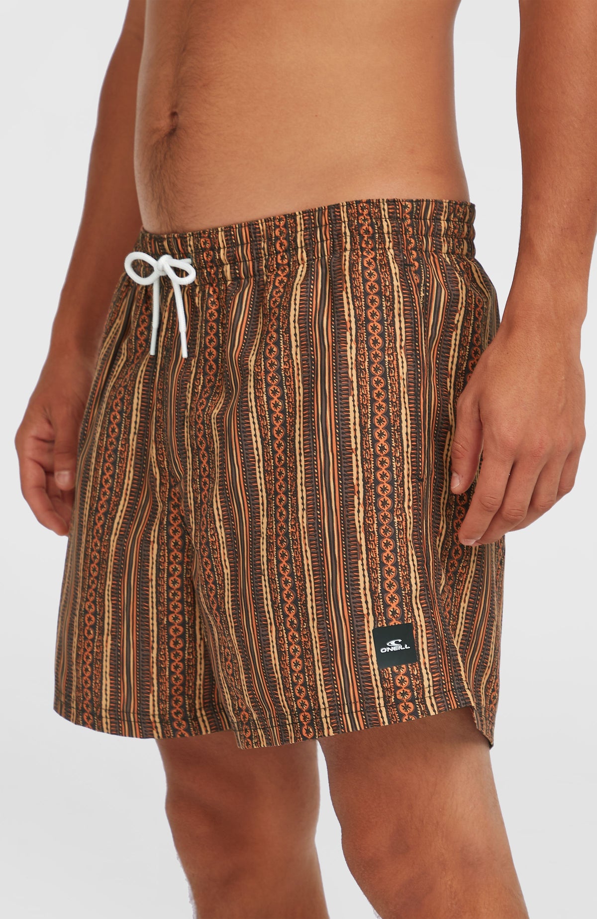 Cali Print 15'' Swim Shorts | Orange Pressed Lines