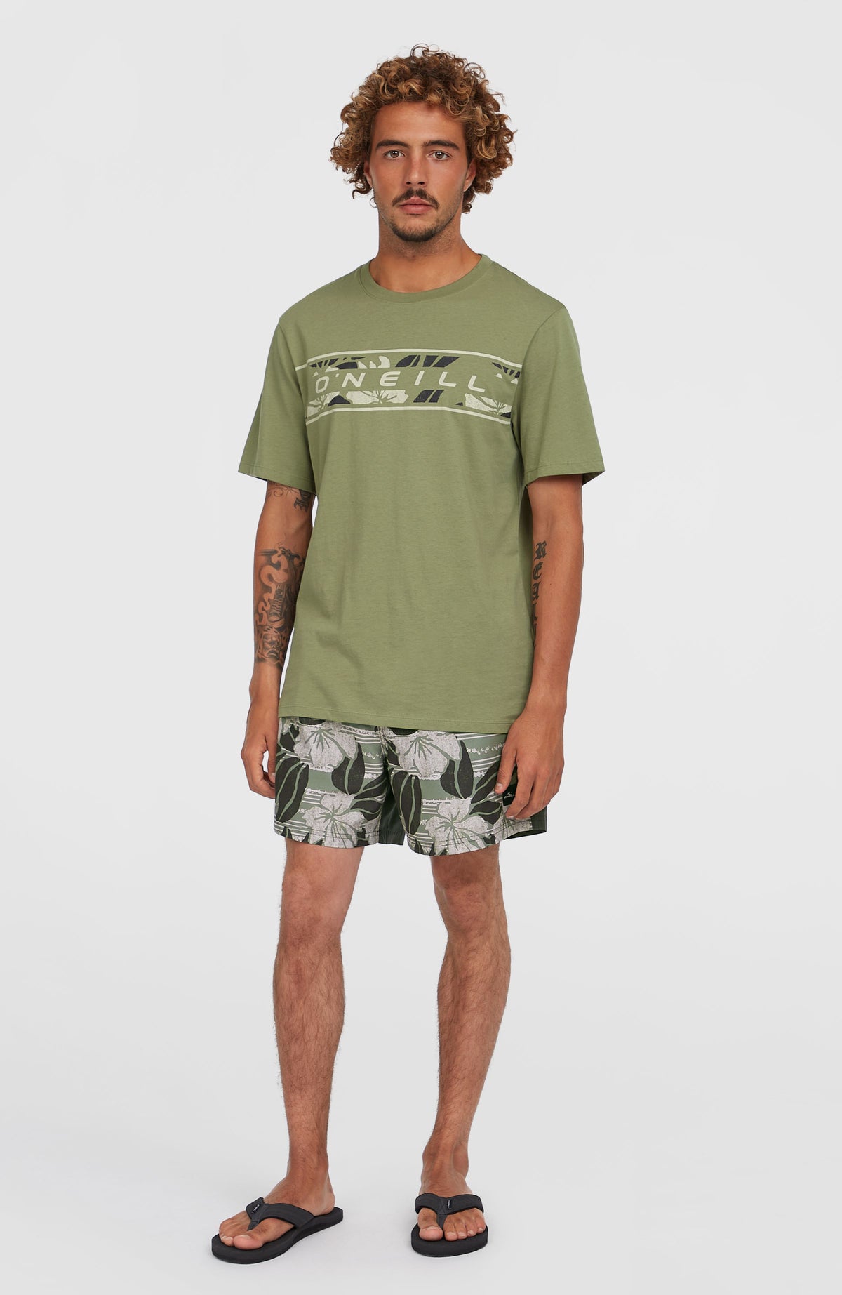 Cali Block 15'' Swim Shorts | Green Dusty Flower