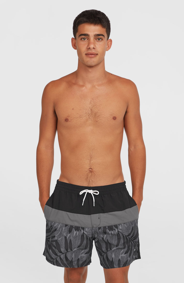 Cali Block 15'' Swim Shorts | Black Dipped Leaves Cali Block 15'' Swim Shorts | Black Dipped Leaves