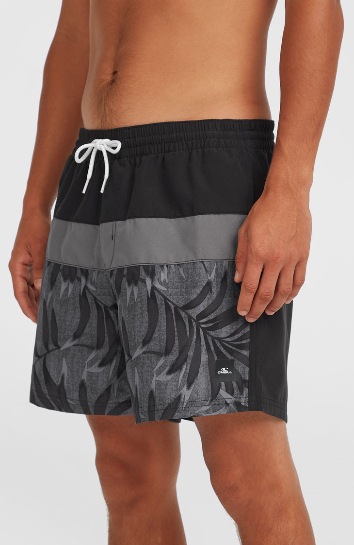 Cali Block 15'' Swim Shorts | Black Dipped Leaves
