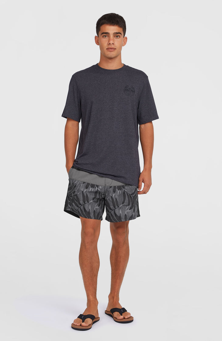 Cali Block 15'' Swim Shorts | Black Dipped Leaves