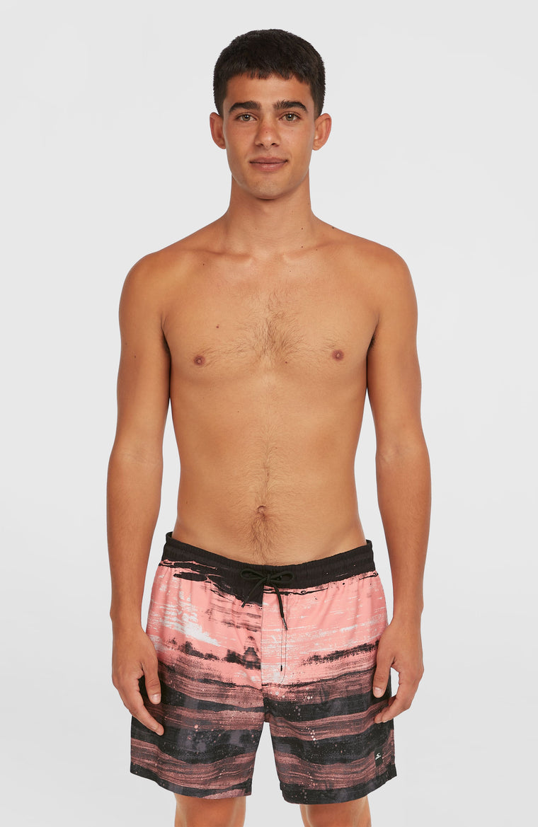 Cali Gradient 15'' Swim Shorts | Coral Melted Texture Cali Gradient 15'' Swim Shorts | Coral Melted Texture