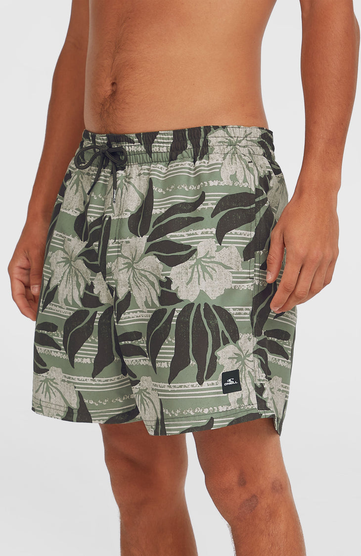 Cali Floral 16'' Swim Shorts | Green Dusty Flower