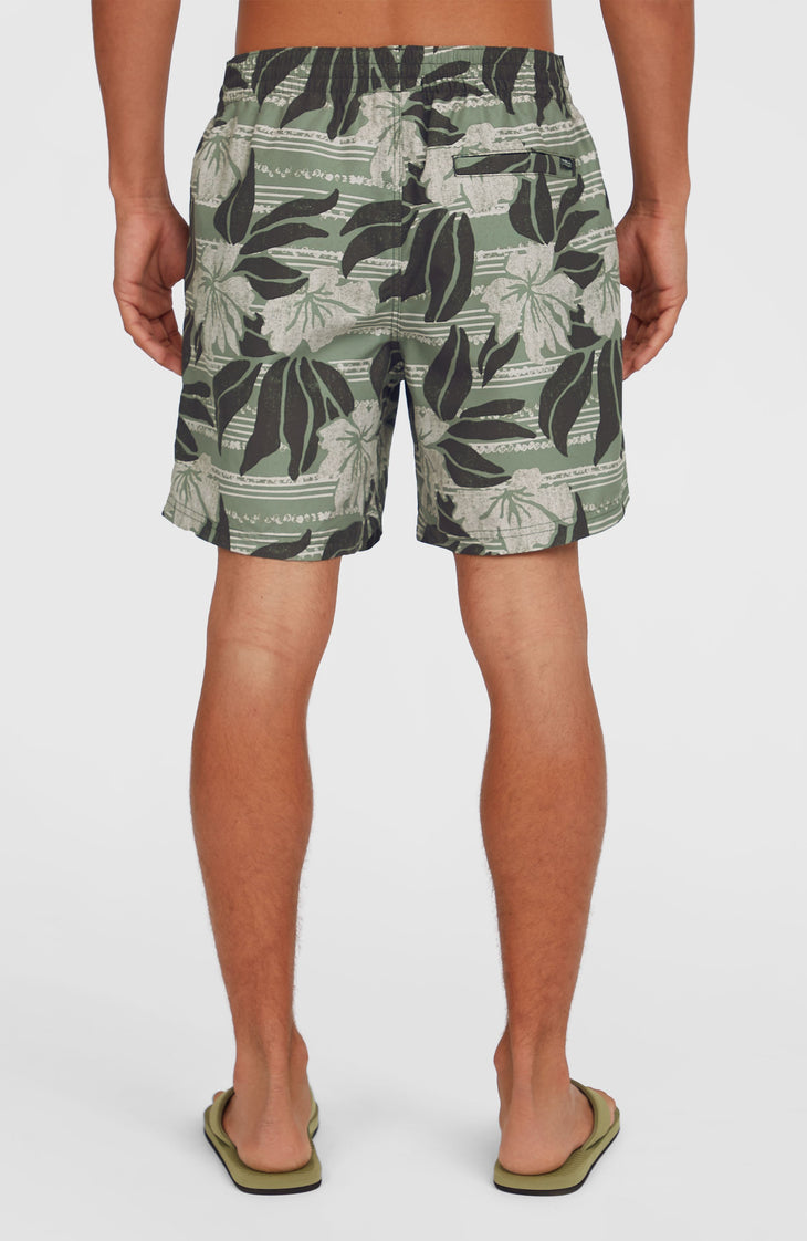Cali Floral 16'' Swim Shorts | Green Dusty Flower